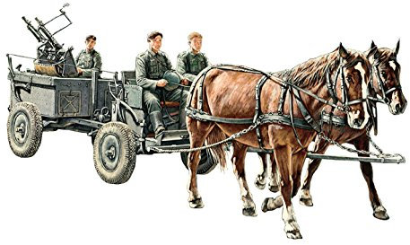 Riich Models RV35012 - Figur WWII German IF-5 Horse Drawn MG Wagon mit Zwillingslafette 36