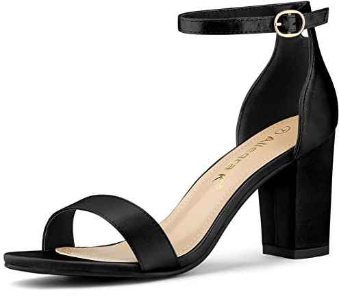 Allegra K Sandales à talons mi-hauts à lacets pour femmes Noir 38