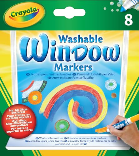 CRAYOLA - Set di 8 Pennarelli Lavabili per Vetro, per Decorare Superfici Specchiate, Età 3 +, 58-8165