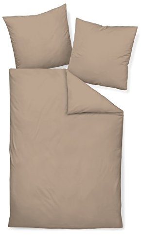Janine Mako Satin Bettwäsche Uni Colors 155 x 220 cm Taupe