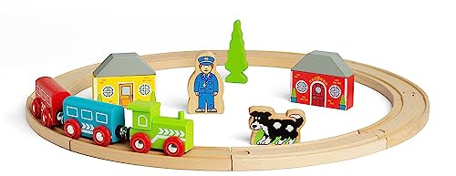 Bigjigs Rail, First Wooden Train Set, Train Gifts For Kids, 20 Piece, Train Set For 3 Year Old Boys, Train Toys For Toddlers