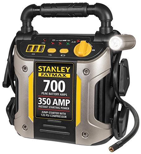 Stanley J7CS 700 Peak Amp Automotive Jump Starter, Portable Power – Triple 15W USB Ports, 120 PSI Air Compressor