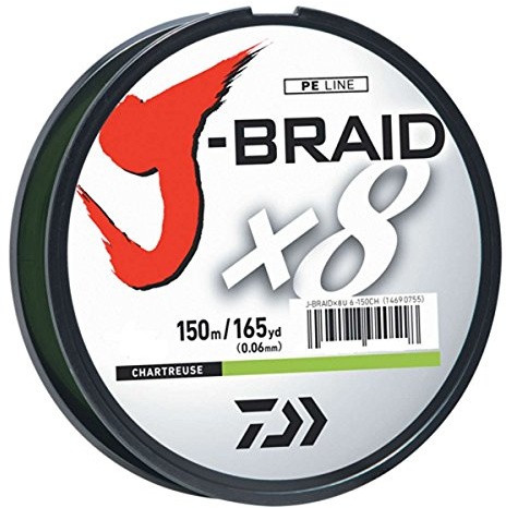 Daiwa J-BRAIDX8, Filler Spool, Chartreuse, Mono Dia.= 2.5lb.