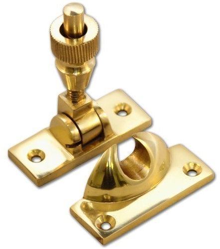 Lever Lock Sash Window Fastener Twist Catch Latch + Screws - (Polished Brass)