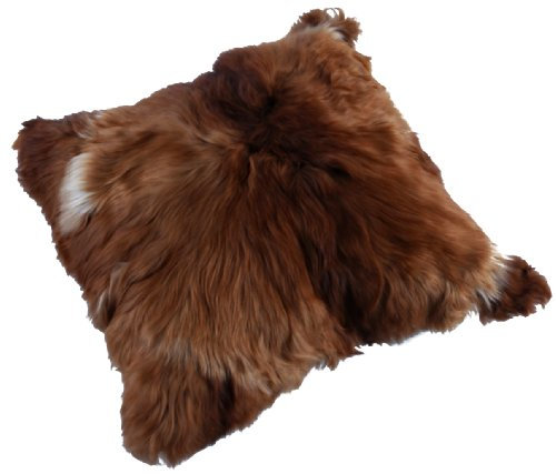 Alpacaandmore Brauner Alpaka Fellkissen Bezug Kopfkissenbezug 50 x 50 cm beidseitig Fell mit Reißverschluss