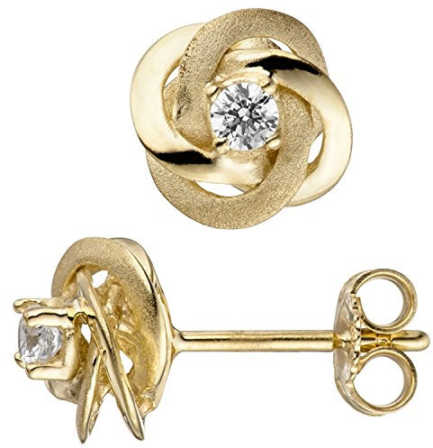 Jobo Damen-Ohrstecker Verschlungen aus 8 Karat 333 Gold mit Zirkonia