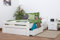 Einzelbett/Gästebett Easy Premium Line K4 inkl. 2 Schubladen und 1 Abdeckblende, 120 x 200 cm Buche Vollholz massiv weiß lackiert