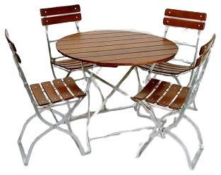 Kunibert Biergartengarnitur Terrassengarnitur Gartengarnitur Modell Brauerei rund 1 A Brauereiqualität 1 Tisch rund 90cm + 4 Stühle