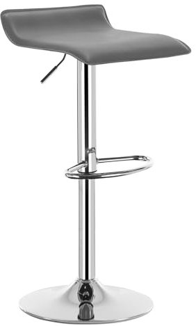 WOLTU Barhocker, Höhenverstellbarer Barstuhl, 360° drehbarer Bistrohocker mit Fußstütze, aus Kunstleder Metall, für Bar Küche Theke Café, Grau+Silber
