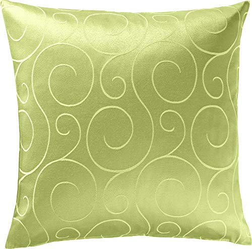 Erwin Müller Kissenhülle, Kissenbezug Oberhausen, Jacquard Ranken grün Größe 40x40 cm - pflegeleicht, bügelleicht, mit praktischem Reißverschluss