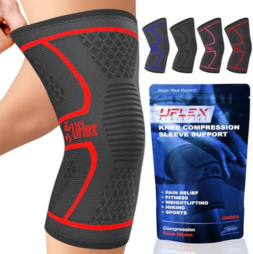 Uflex Athletics Knee Compression Sleeve Support for Running, Jogging, Sports, Joint Pain Relief, Arthritis and Injury Recovery-Single Wrap