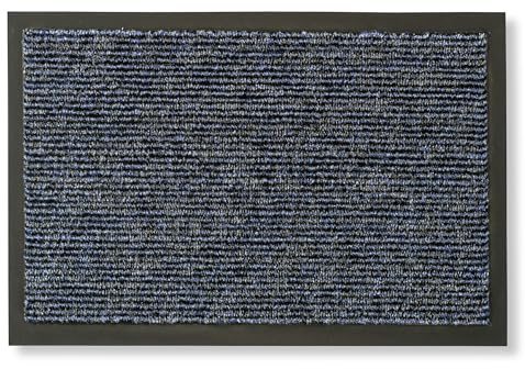 Carpido Fußmatte innen - rutschfeste Türmatte für Eingangsbereich - Sauberlauf wasserabweisend - Pflegeleichte Schmutzfangmatte 60 x 80 cm blau
