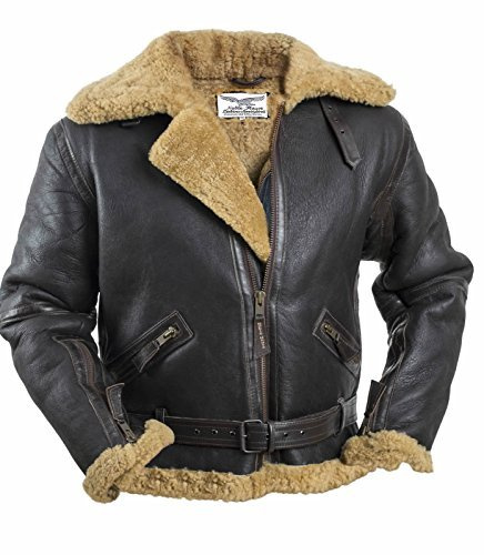 Noble House Blouson d'aviateur modèle RAF en véritable Peau lainée Marron