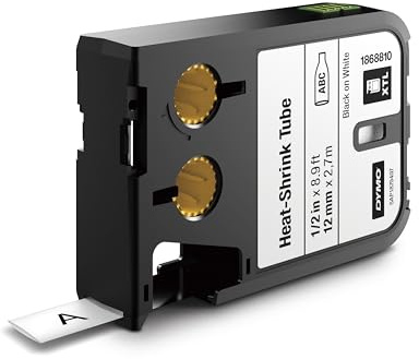 DYMO XTL Heat-Shrink Label Tubes | 12 mm x 2.7 m | Black on White