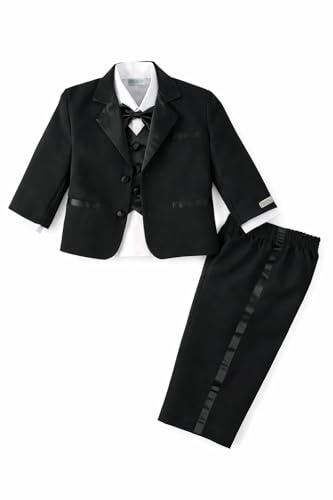 Spring Notion Baby, Toddler, and Boys' Classic Fit Tuxedo Suit Set, No Tail, Black 6M