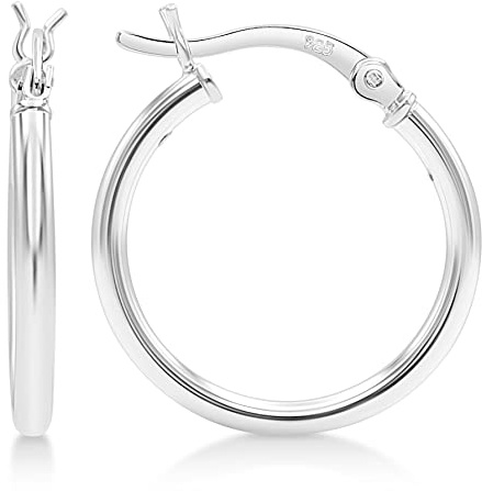 KEZEF 925 Pendientes de aro de plata para las mujeres - pequeños y grandes pendientes de aro de plata de ley para los hombres - hipoalergénico pendientes de plata disponible en 10mm-50mm