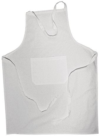 RAYHER HOBBY 3829000 Baumwoll-Schürze, mit Tasche, zum Binden, Latzschürze, Malkittel zum Bemalen mit Stoffmalfarbe, Färben, Bedrucken, Besticken, Gestalten, 70 x 95 cm, weiß
