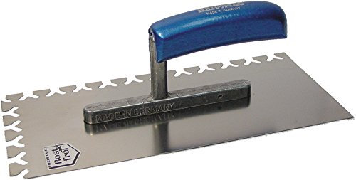 Haromac Glättekelle Made in Germany, Papillon gezahnt, rostfrei, speziell für Tiefbettverlegung von Fliesen und Platten im Außenbereich, 10515050