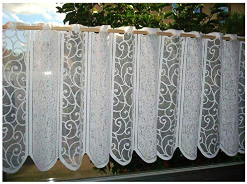 heimtexland ® Scheibengardine Ranke Weiß Höhe HxB 52x150 Panneau Gardine Romantic Chic Ökotex Typ265