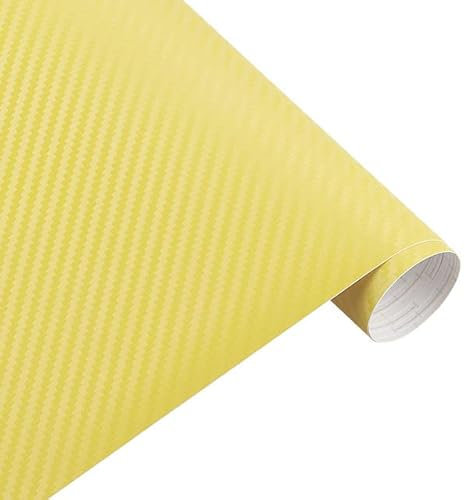 Könighaus (10,13€/m2 Gelb 3D Carbon Autofolie 100 x 152 cm blasenfrei mit Anleitung