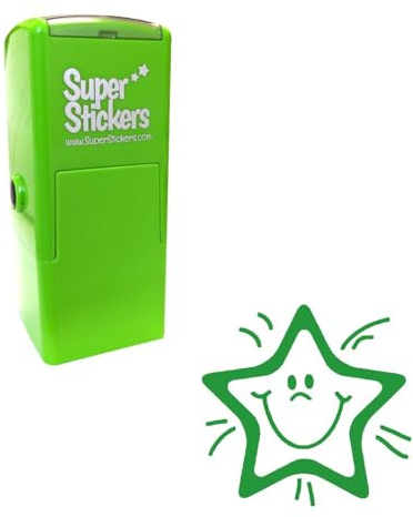 SuperStickers Smiley Star - Sello preentintado para profesores, color verde