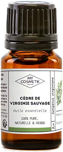 MyCosmetik - Huile Essentielle de Cèdre de Virginie sauvage - Chémotypées HEBBD/HECT - 100% pure et naturelle - Fabriqué en France - 10 ml