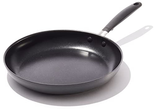 OXO Good Grips Hard Anodized 30 cm Frying Pan Skillet,3-Layered German Engineered Non-Stick Coating,Stainless Steel Handle with Non-Slip Silicone,Induction,Oven safe up to 200°C,Dishwasher Safe,Black