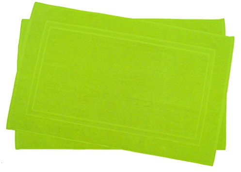 Julie Julsen 2er Pack 60 x 100 cm Badvorleger in Premium Qualität 900 gm2 in aktuellen Farben und 4 Größen aus Baumwolle Badematte Badteppich Duschvorleger Design Doppel Rahmen Apfelgrün