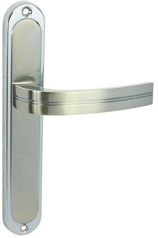 domino Türgriff Blind Drückergarnitur Langschildgarnitur Türklinke für Zimmertür, Bürotür, Kellertür & Innentür L-Form Türbeschläge aus Aluminium Chrom Türdrückergarnitur DEKAN M6/M9