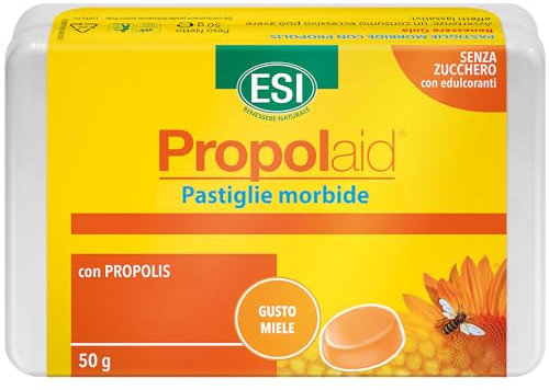 ESI - Propolaid Pastiglie Morbide, Caramelle Gola Gusto Miele Con Propolis, Azione Balsamica E Antinfiammatoria, Senza Glutine E Vegetariane, 50 G