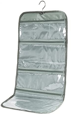 WODISON Foldable Clear Hanging Travel Toiletry Bag Cosmetic Organiser Storage, Grey, One Size
