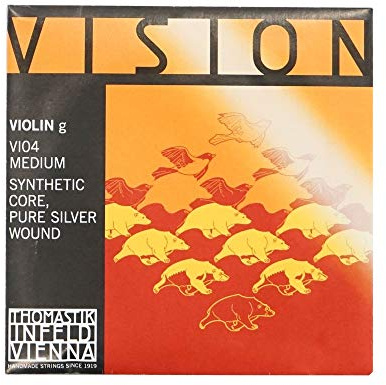 Thomastik Cuerda para violín 4/4 Vision - cuerda Sol núcleo sintético, entorchado en plata pura, medio