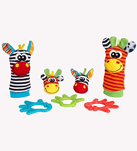 Playgro Coffret Cadeau Amis de la Jungle, 7 Pièces, Avec Hochets pour les Mains et les Chevilles, Dès 0 Mois, Multicolore, 40190
