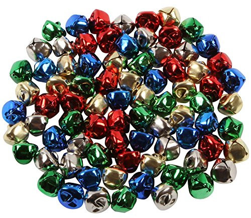 Jingle Bells for Crafts – 80 Christmas Bells - Craft Supplies in 5 Colours | 15mm Metallic Craft Embellishments for Wrapping, Ornaments, Festive Decorations & DIY Projects