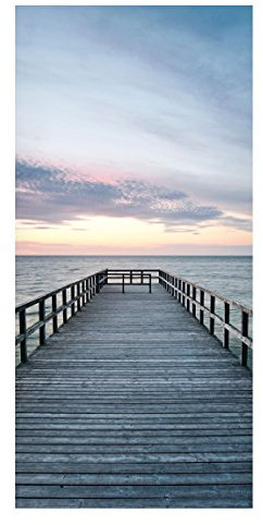 Magnettafel Steg Promenade Memoboard Design Hoch Metall Magnet Pinnwand Motiv Wand Stahl Küche Büro, Größe HxB: 78cm x 37cm