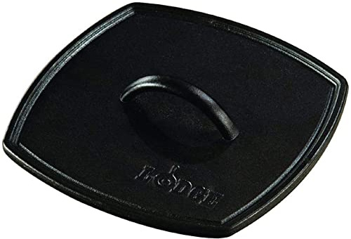 Lodge LPP3 Cast Iron Square Ribbed Panini Press, 8.25-inch