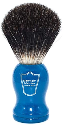 Parker100% Black Badger Shaving Brush with Blue Wood Handle