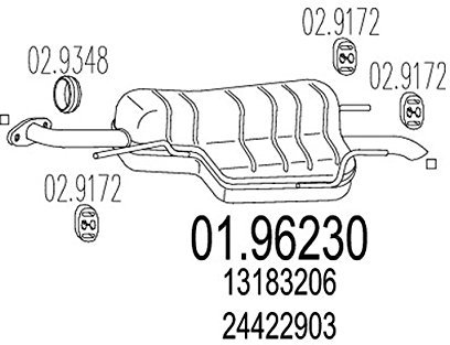 MTS Silencieux arrière Pot d'Échappement 01.96230