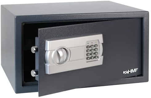 HMF Coffre-fort de sécurité pour maison, hôtel ou bureau, coffre-fort de meuble à combinaison pour ordinateur portable 15 et documents DIN A3 | 45 x 25 x 36,5 cm | Anthracite