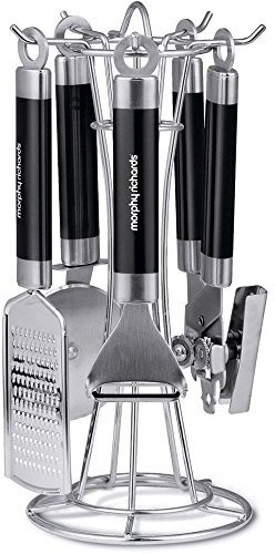Morphy Richards Kitchen Utensils Set, Accents Range, Kitchen Gadget Set, Stainless Steel, Black, 4-Piece