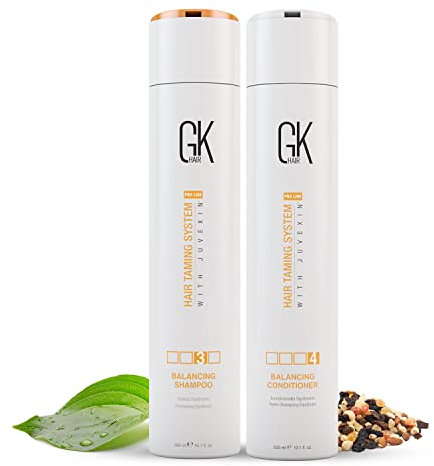 GK HAIR Global Keratin Balancing Shampoo & Conditioner 300ml per Capelli Colorati Grassi Uso Quotidiano Detergente Profondo e Rimozione delle Impurità Unisex