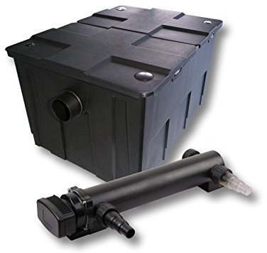 SunSun komplett set: CBF-550 dammfilter upp till 60 000 l dammfiltersystem som flödesfilter, CUV-324 dammklarare UVC-klarare med 24 watt UV-C-effekt