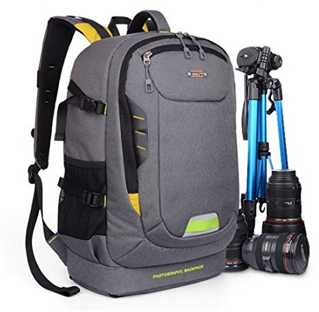 YUHAN Oxford Large Capacity Multi-function Waterproof Anti-shock SLR/DSLR Gadget Camera Bag Professional Gear Photography Travel Backpack Rucksack