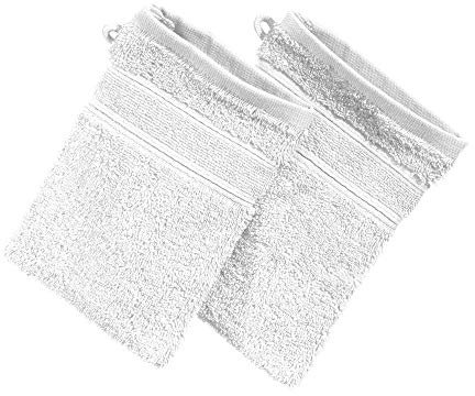 Erwin Müller Waschhandschuh Karlsruhe 2er- Pack 100% Baumwolle weiß Größe 15x21 cm - extrem saugstark, leicht, flauschig weich, hautschmeichelnd (weitere Farben)
