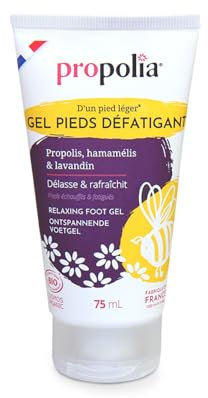 PROPOLIA - Bio - Gel défatigant pour pieds sensibles - Fraîcheur apaisante, assainissante et antitranspirante - Propolis, Sauge Sclarée, Cyprès & Arnica - Fabriqué en France - 75 ml