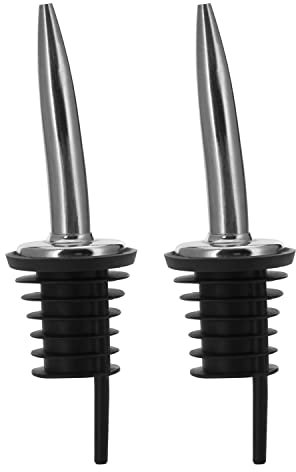 Westmark 2 Spirituosen-Fadenausgießer für Flaschen, Mit Luftröhrchen, Kunststoffkorken, Rostfreier Edelstahl, Inox-Gastro, Schwarz/Verchromt, 47302280