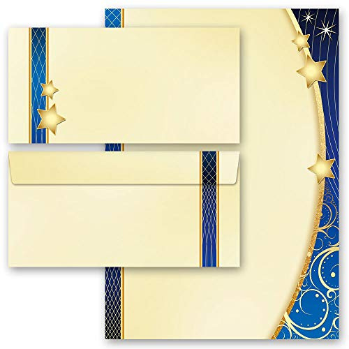 20-pc. Complete Set Christmas, X-MAS 10 Sheets of Stationery Paper + 10 Matching envelopes DIN Long windowless | Paper-Media