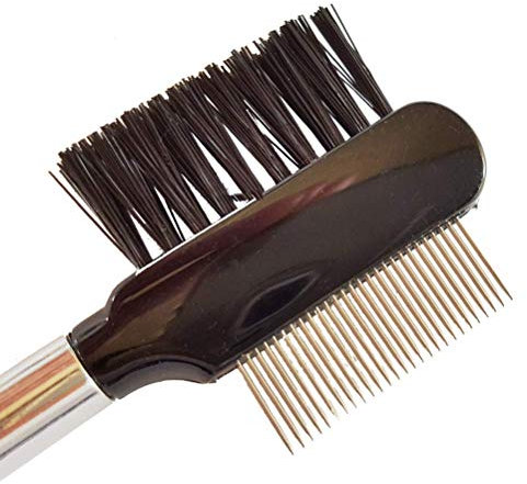 Deluxe Wimpernkamm mit Edelstahl-Ende, Wimpernbürstchen mit Metall Kamm, ideal auch bei der Applikation von Wimpernverlängerungen