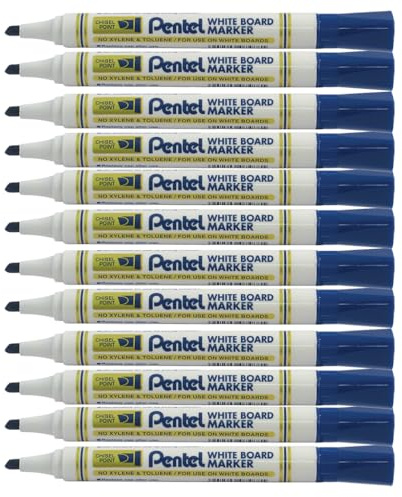 Pentel MW86 Marcatore per Lavagne bianche punta scalpello, 12 Pezzi, Blu