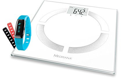 Medisana Aktionspaket Körperanalysewaage BS 444 connect und ViFit MX3 Aktivitäts-Tracker (Horst Lichter Edition)